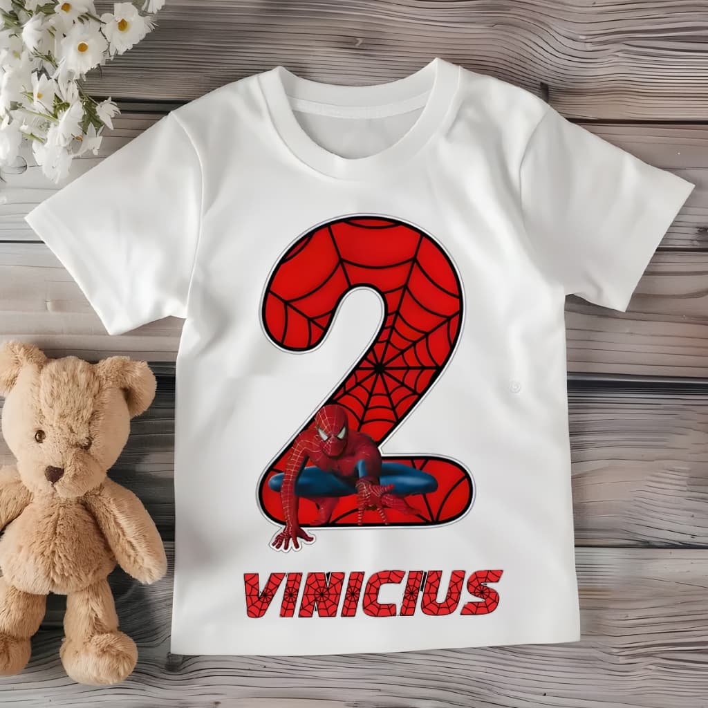Camiseta Fantasia Infantil Homem Aranha Várias Cores 2 ao 12 CUSTOMIZADO NOME