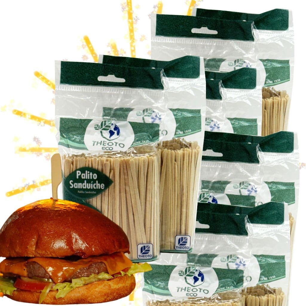 1000 UNID PALITOS THEOTO DE MADEIRA ECO 9CM PARA SANDUICHES PAO DE METRO MINI HAMBURGUERES ETC