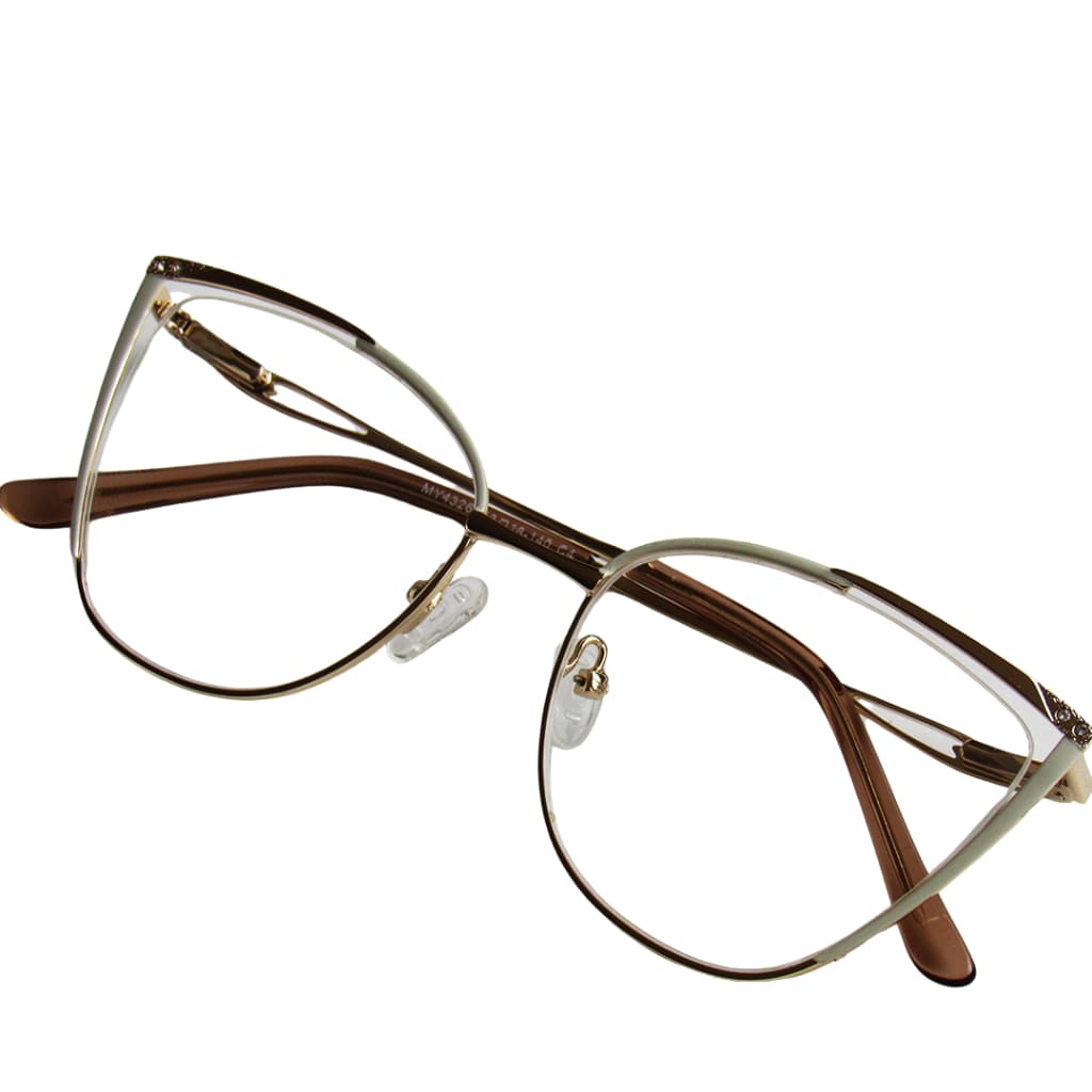Armação Óculos de Grau 4326 Feminino Gatinho Dourado Elegante Leve Confortável e Resistente