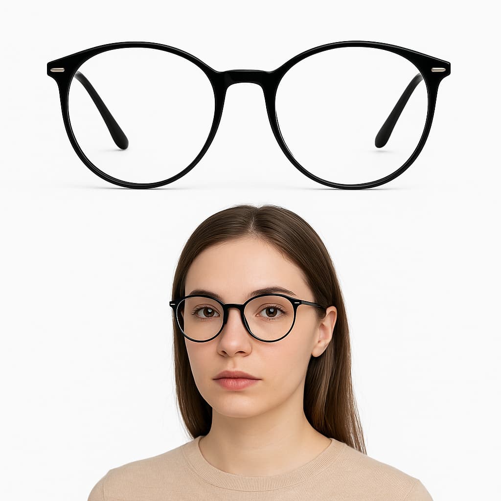 Óculos de Grau Feminino Gatinho Retrô Preto Leve Estilo Fashion Redondo Super Confortável
