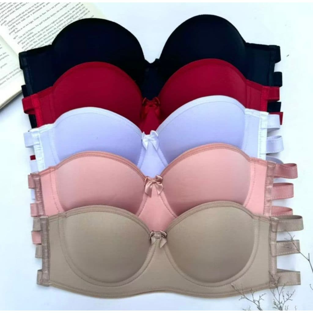 Kit 5 Sutiã Tomara Que Caia Sotian 3 Tiras Reforçado Com Bojo Conforto Soutien Moda Íntima Feminina