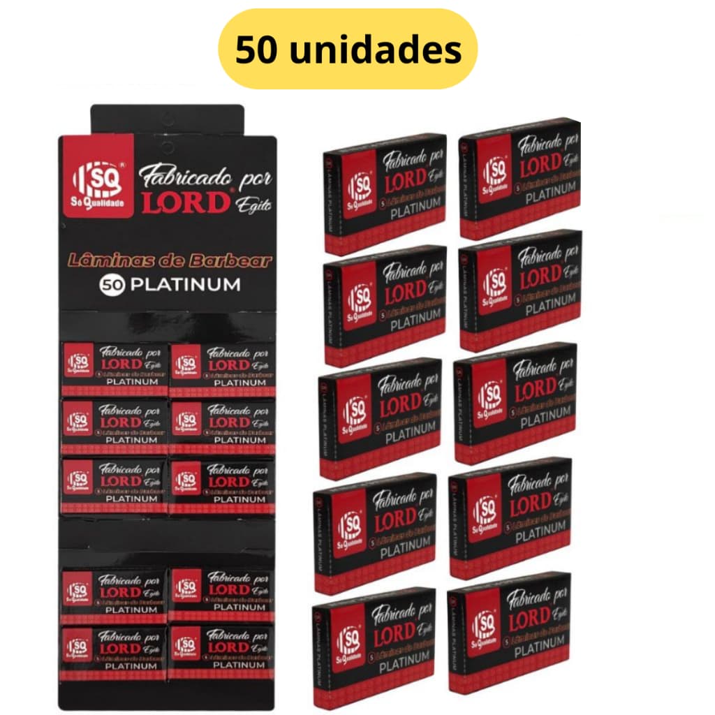 Kit 50 Lâminas Profissional Barbeiro Aço Inox Acabamento