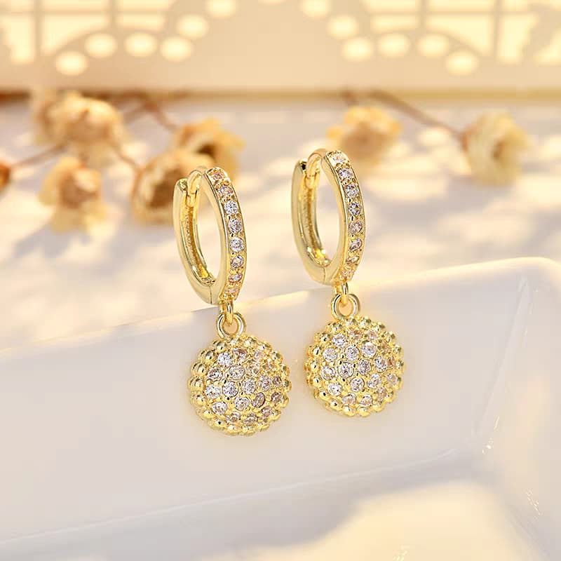Brincos de zircônia erétil de zircônia coração / gota e canções folclórica prata925 e ouro18k