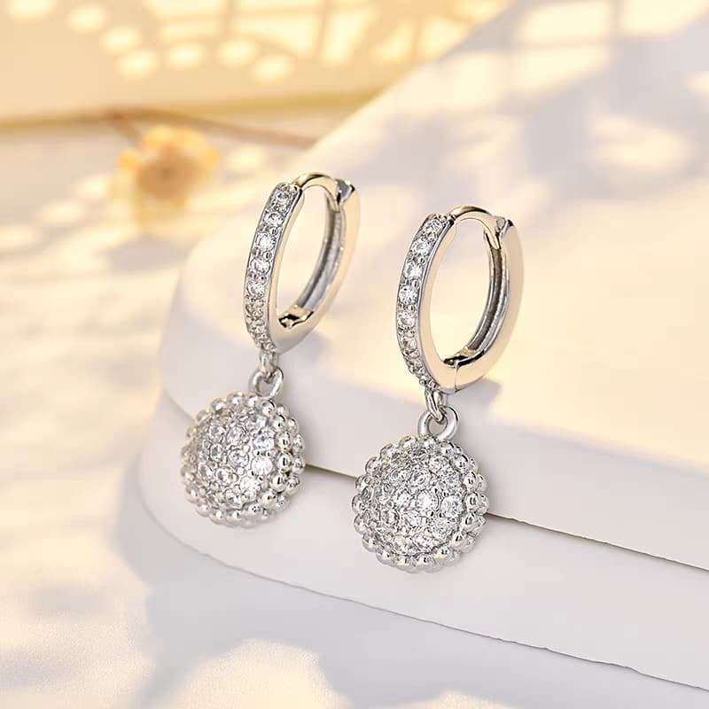 Brincos de zircônia erétil de zircônia coração / gota e canções folclórica prata925 e ouro18k