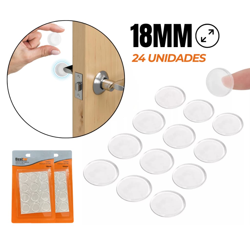 Adesivo Protetor Silicone Transparente Anti-Impacto Pingo Multiuso Protege Móveis Parede Porta Vidro