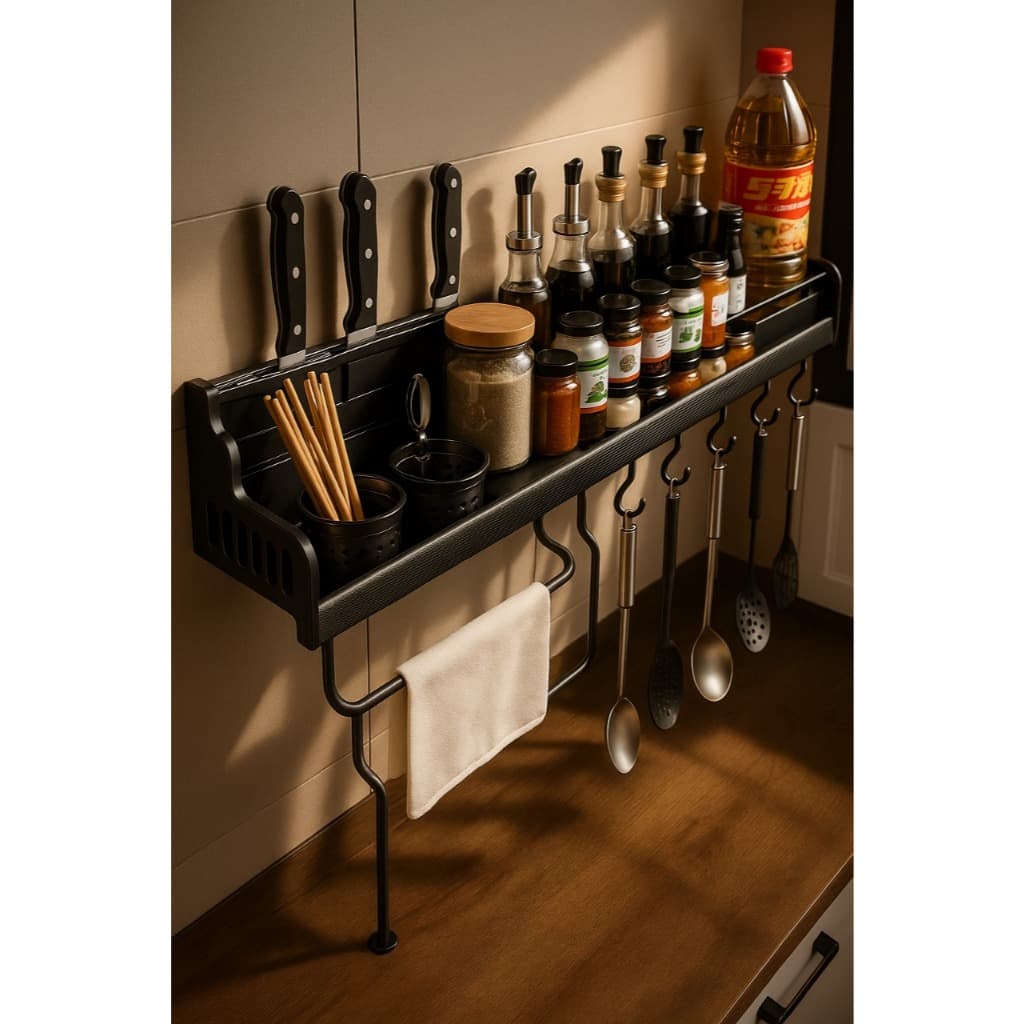 Prateleira de Parede para Cozinha Porta Tempero Condimentos