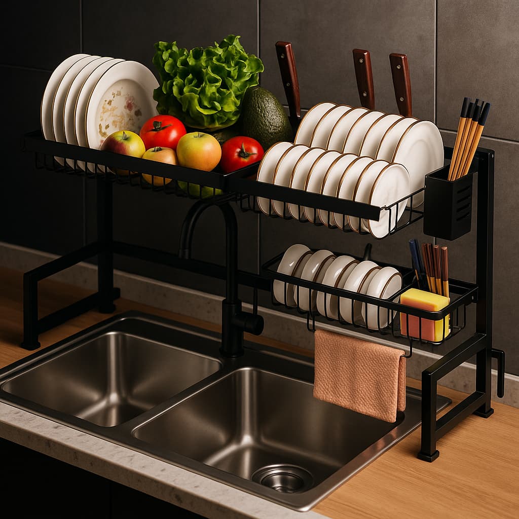 Escorredor Louça Auto sustentavel Bancada Cozinha Pia Aço 63cm Cozinha Suspensa