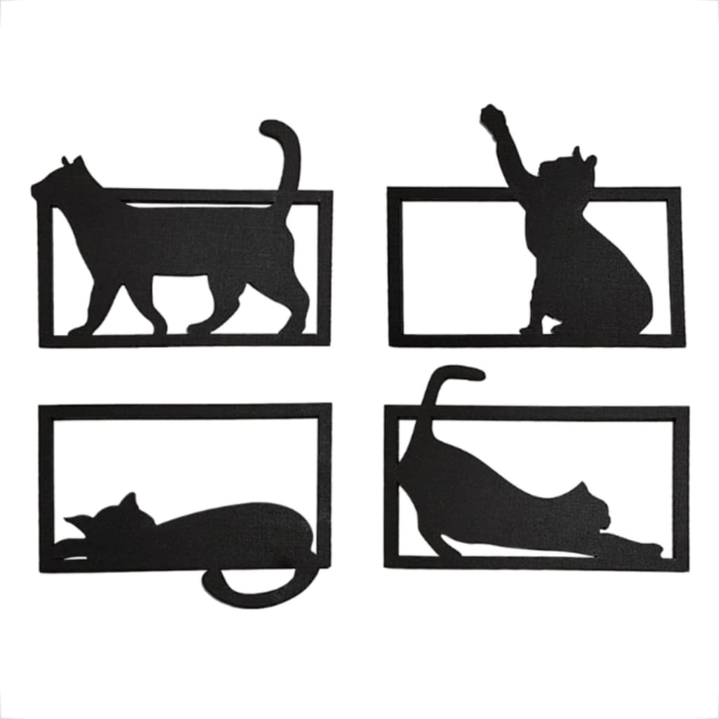 Plaquinha Decorativa Mdf Preto De Gatos Para Parede Promoção