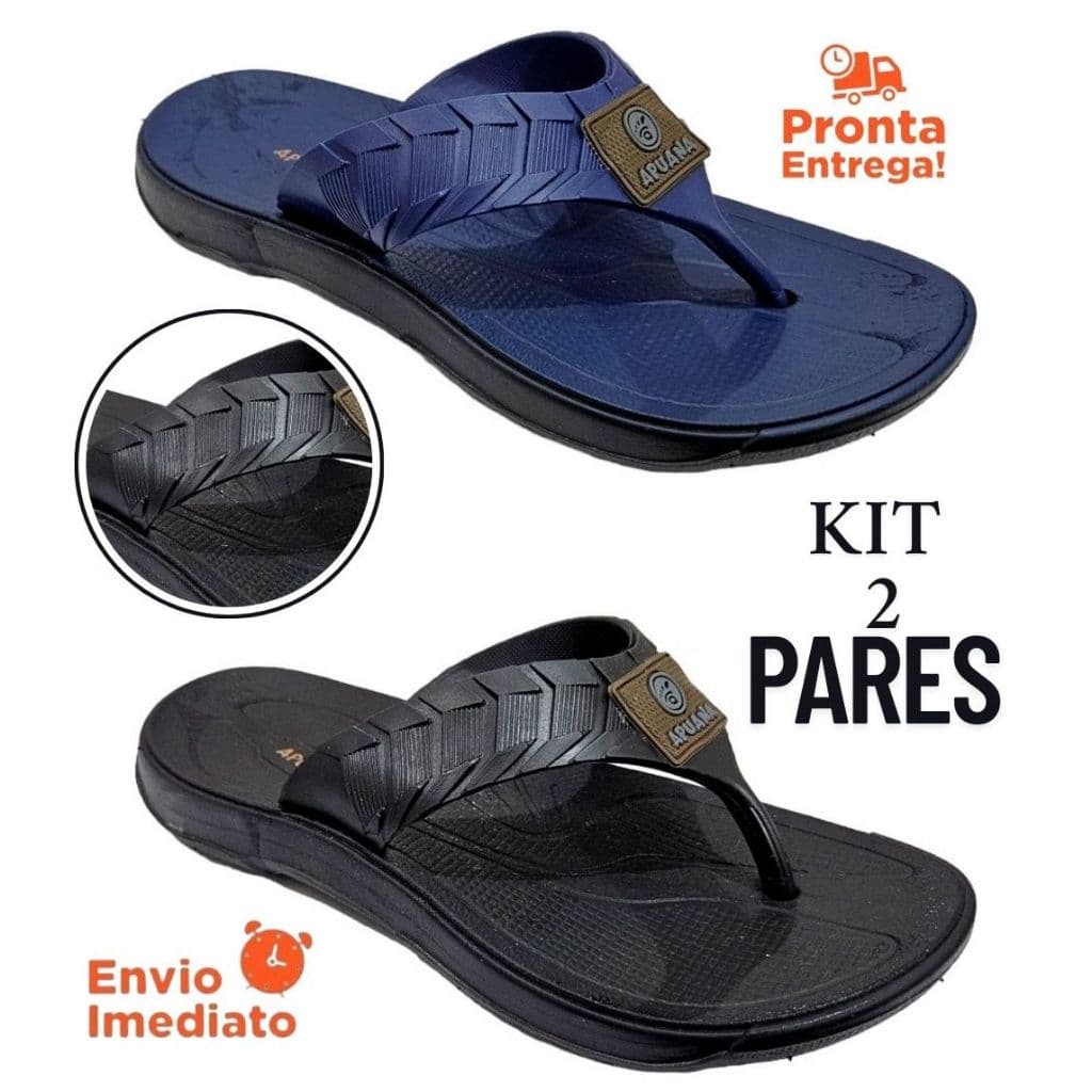 KIT 02 Pares Chinelo Infantil Menino Dedo Frente Antiderrapante