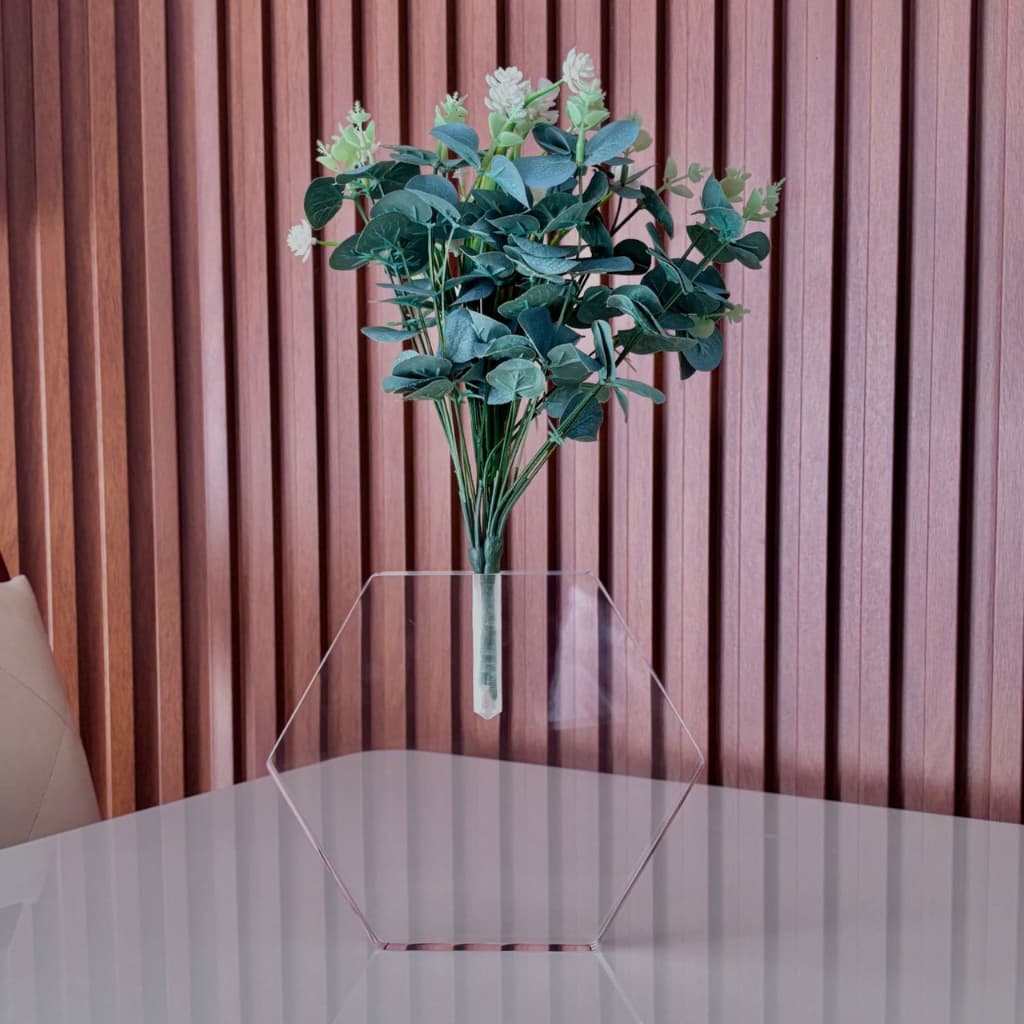 Vaso Hexagonal Decorativo Em Acrílico Cristal