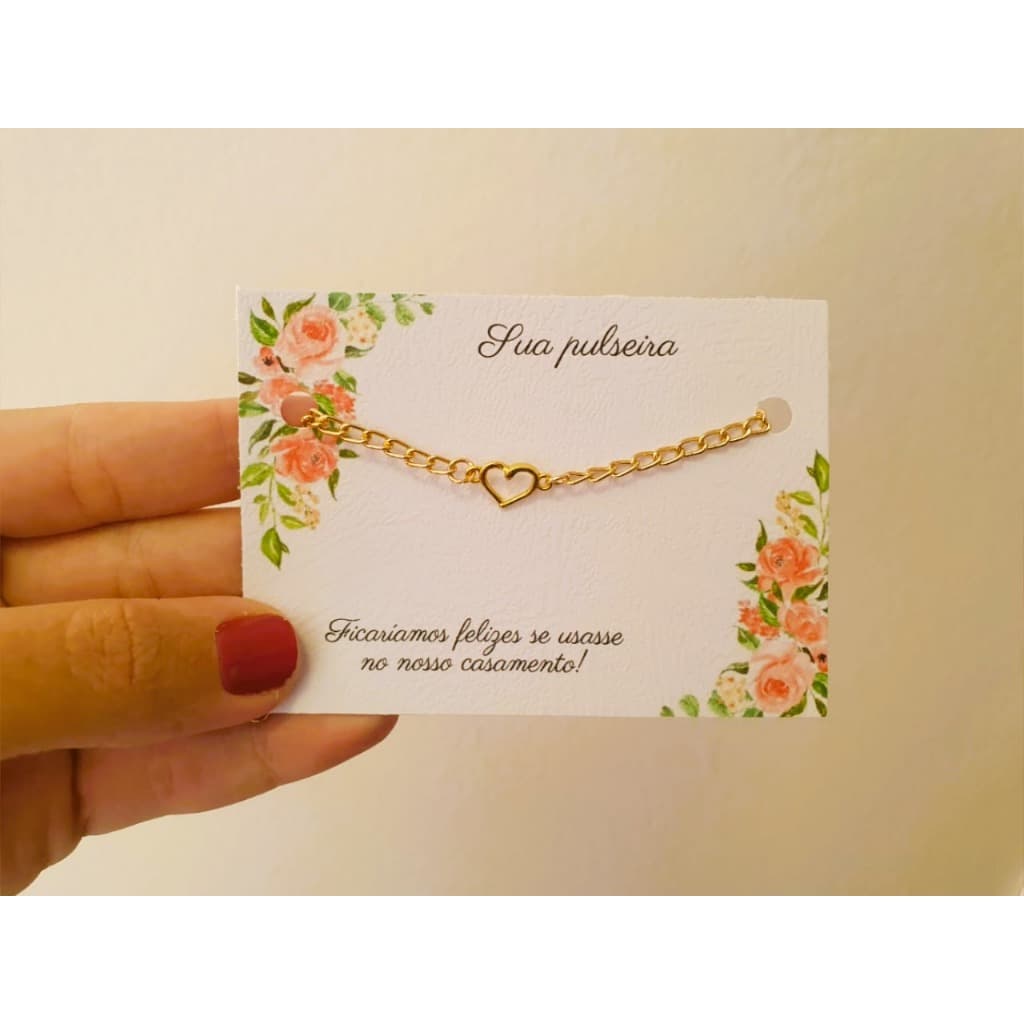 pulseira coração meio mini cor dourada para Madrinha daminha de casamento