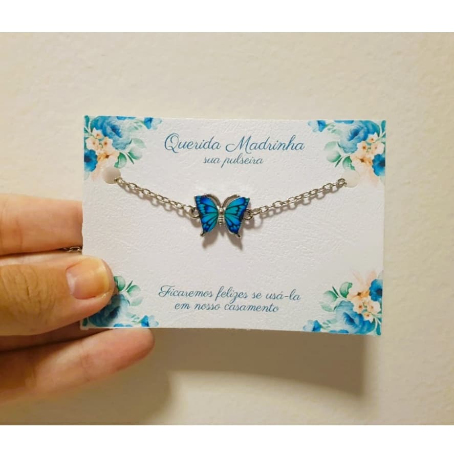 pulseira borboleta tom prata para madrinha e Daminha de Casamento