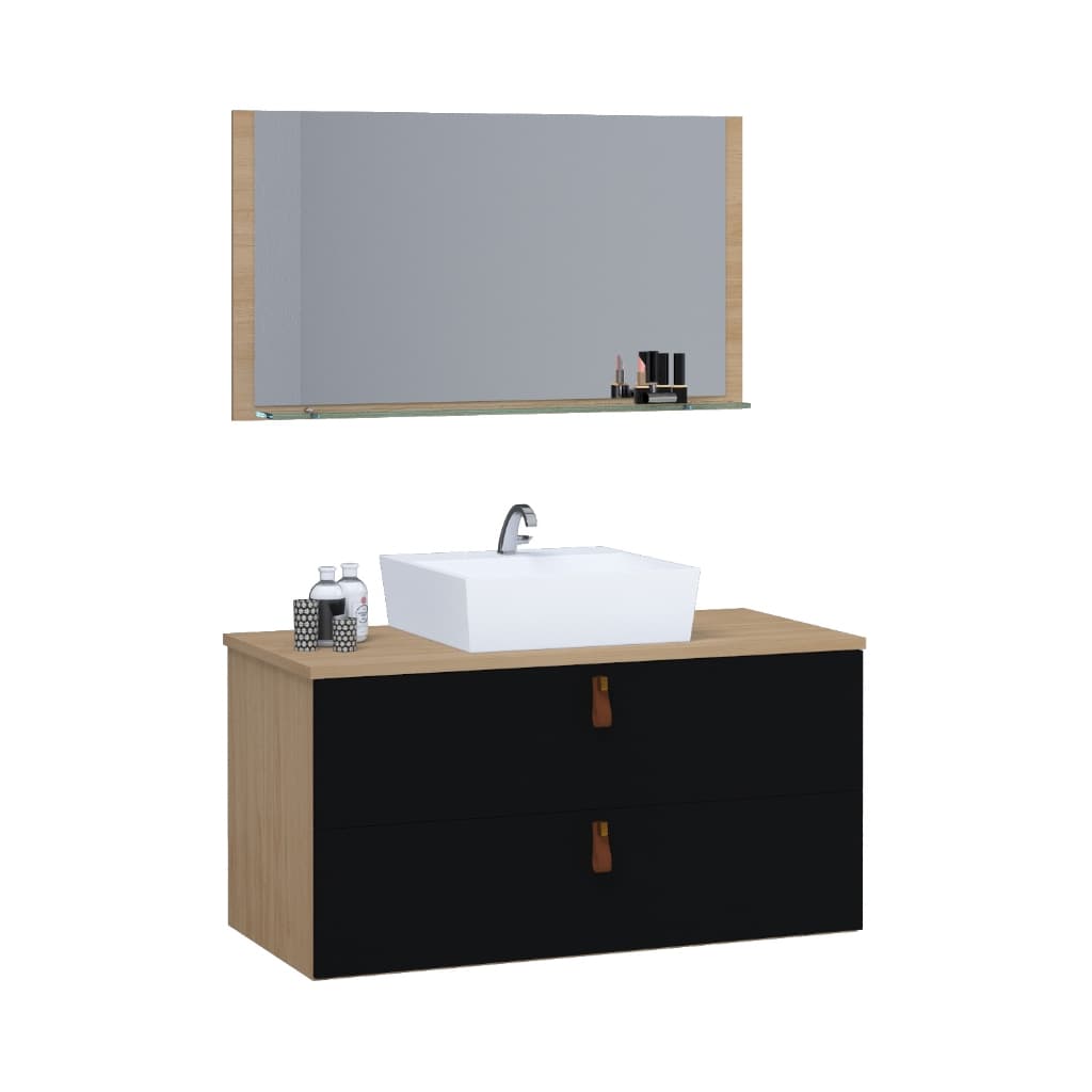 Conjunto Armário de Banheiro Berlim 60 cm MDF + Espeplheira + cuba