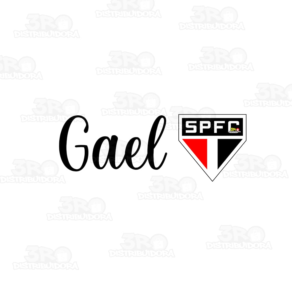 Adesivo Personalizado com Nome + Escudo do Time São Paulo– Vinil Durável