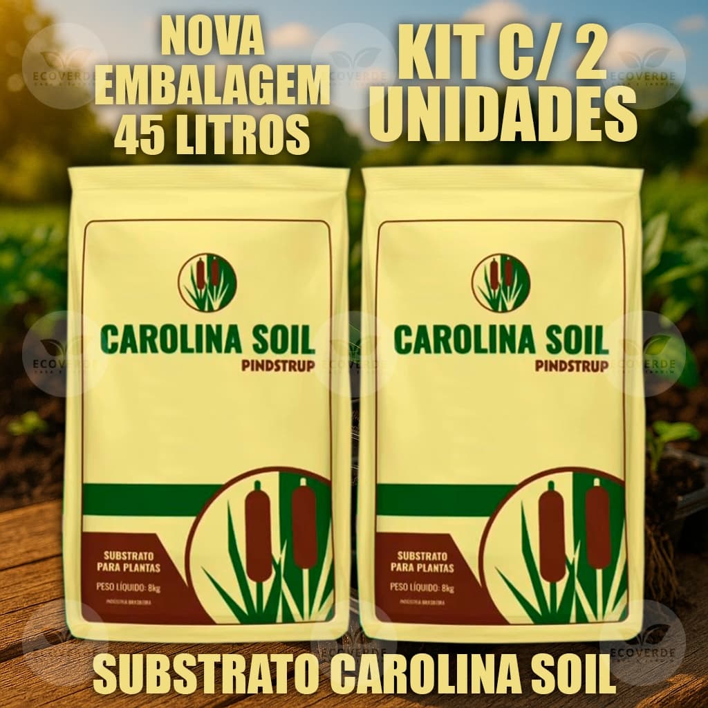 Kit 2x Substrato Carolina Soil Formulação Completa 35H - 45 Litros 8 kg Para Plantas Hortas Mudas
