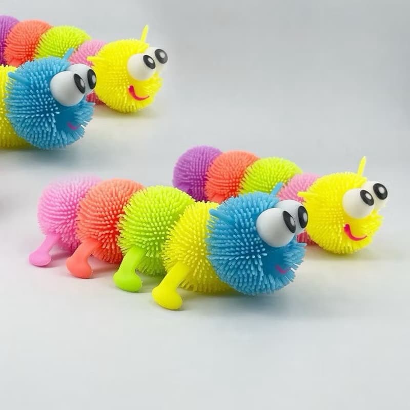 Kit com 1/2/3 Centopéia Lagarta com Luz De Apertar E Esticar Colorida