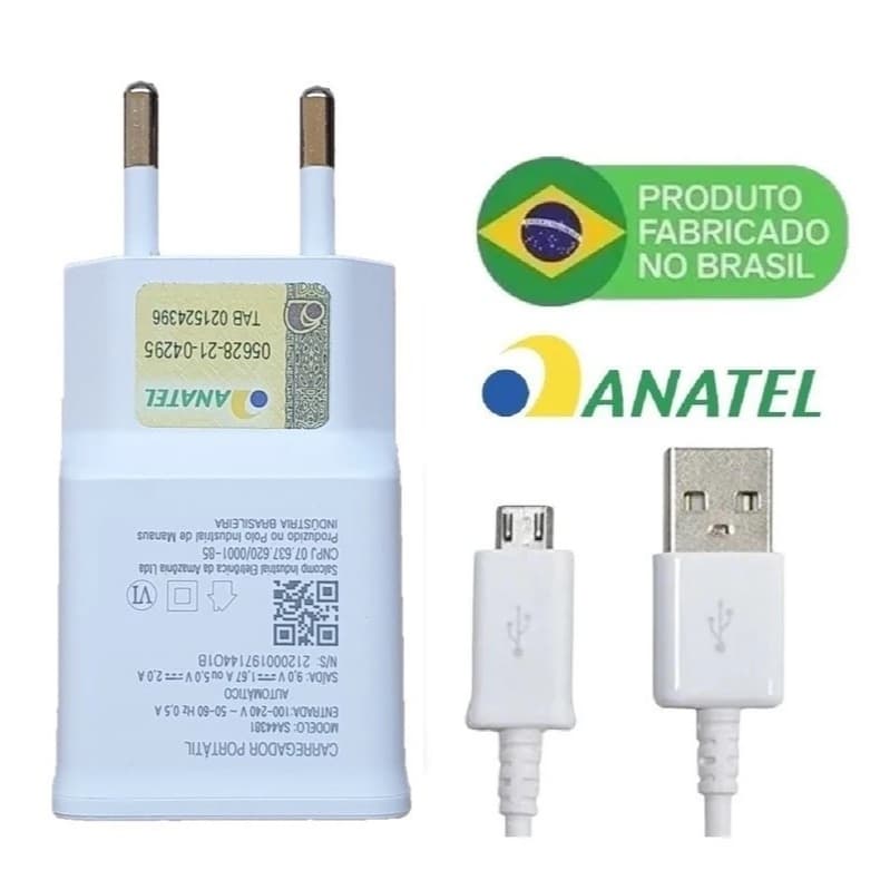 Carregador V8 Compatível J2 Prime J4 J5 Prime J6 J7 Prime J8 A01 Core A02 Core A03 A10S A10 A10S S5 S6 S6 Edge S7