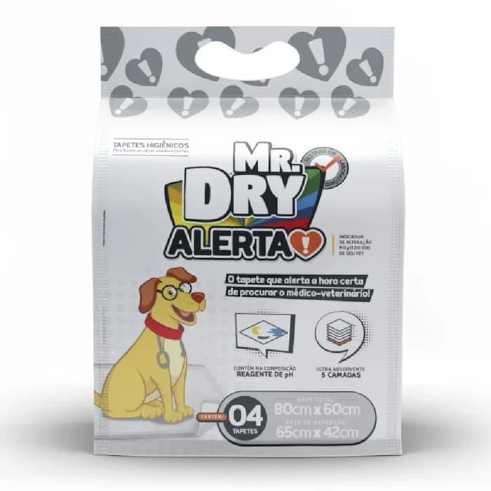Tapete Higiênico para cães Mr. Dry Alerta 80x60cm  4 Unidades