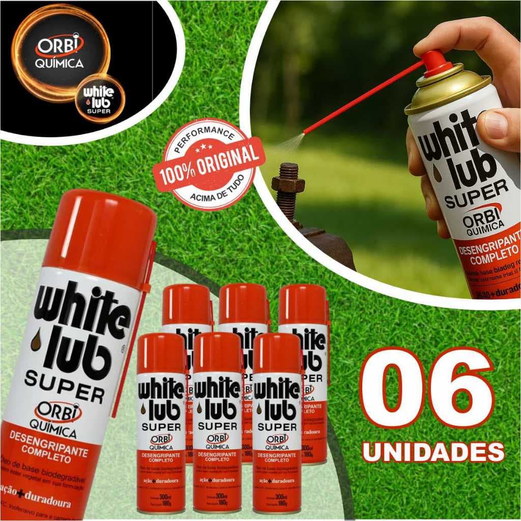 Kit Com 6x Óleos Desengripante Lubrificante Spray White Lub 300ml