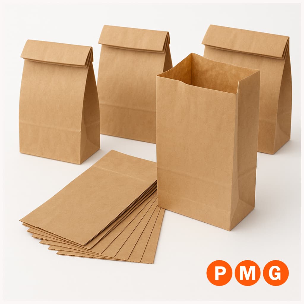 Sacos Kraft Sem Estampa para Delivery – 100 Unidades | Tamanhos P, M ou G