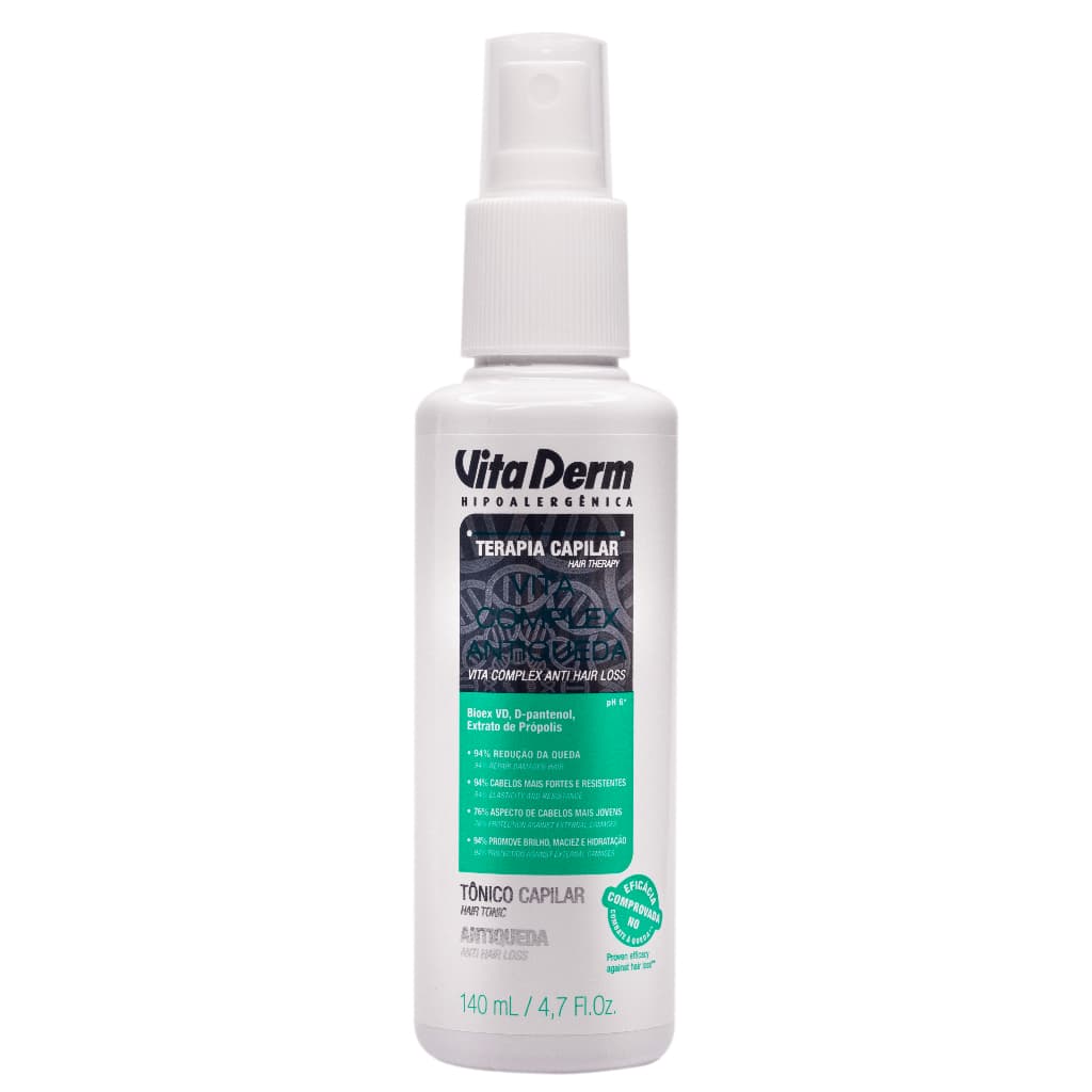 Tônico Capilar Antiqueda Vita derm Vita Complex 140ml • Crescimento e Fortalecimento