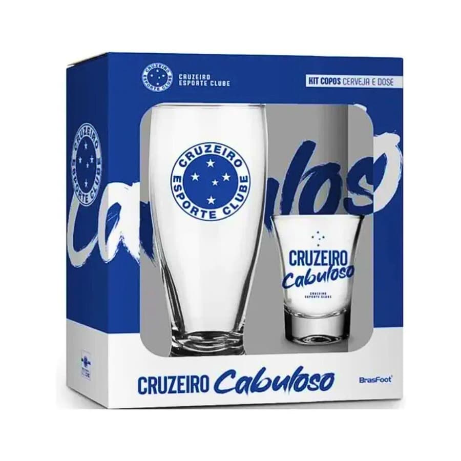 Kit Copos Cerveja e Dose Cruzeiro - Brasfoot