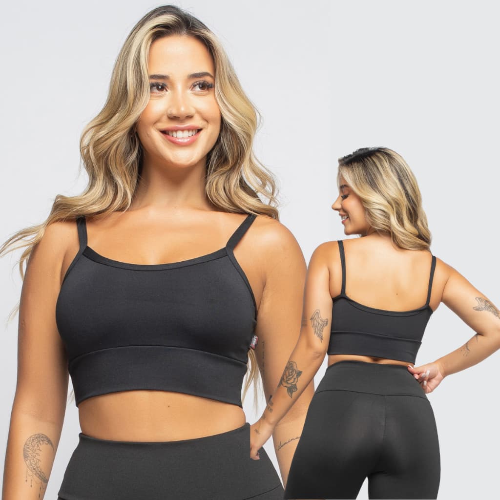 Top Fitness Alcinha sem Bojo Suplex Toper Cropped Academia Corrida Yoga Preto Esportivo Sutiã