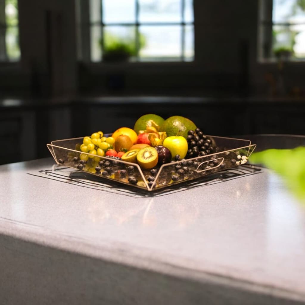 Bandeja Quadrada Cesta De Frutas Em Acrílico Cristal