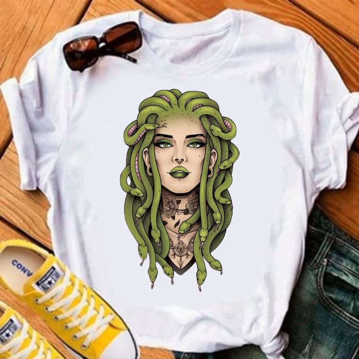 Bella Gis Camiseta Personalizada Medusa Mitologia Grega Feminina Mulher Sedução Cobra