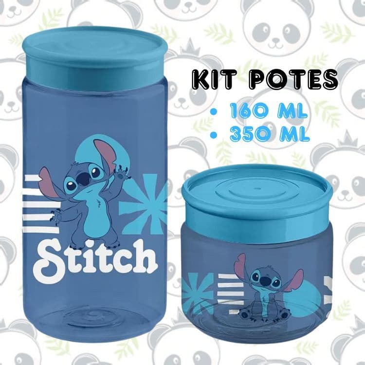 Pote Plástico Stitch Kit 160ml + 350ml Disney | Tiba