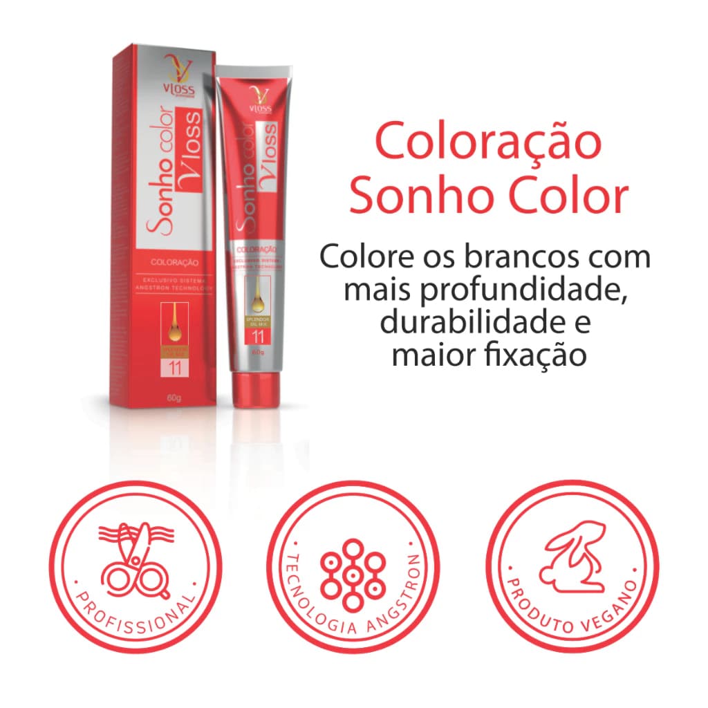 Coloração Profissional Sonho Color Vloss 60g Todas As Cores