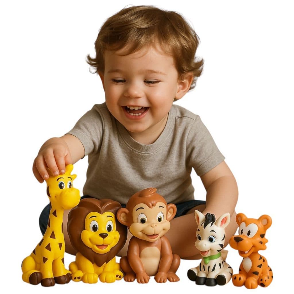 Brinquedo de Banho animais  Mordedor soft Infantil Menino e Menina 5 unidades
