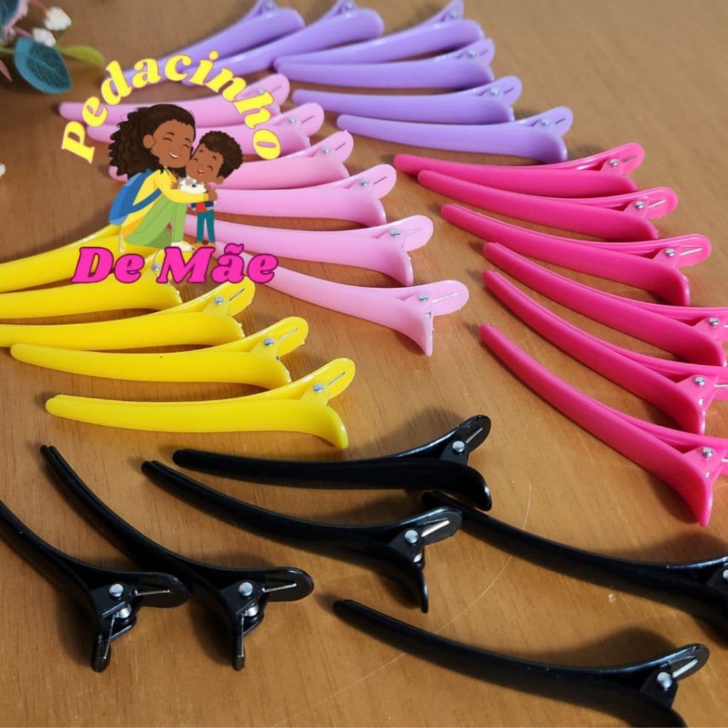 Prendedor de Cabelo Grampo Jacare Bico De Pato Cores Variadas - 6 Unidades