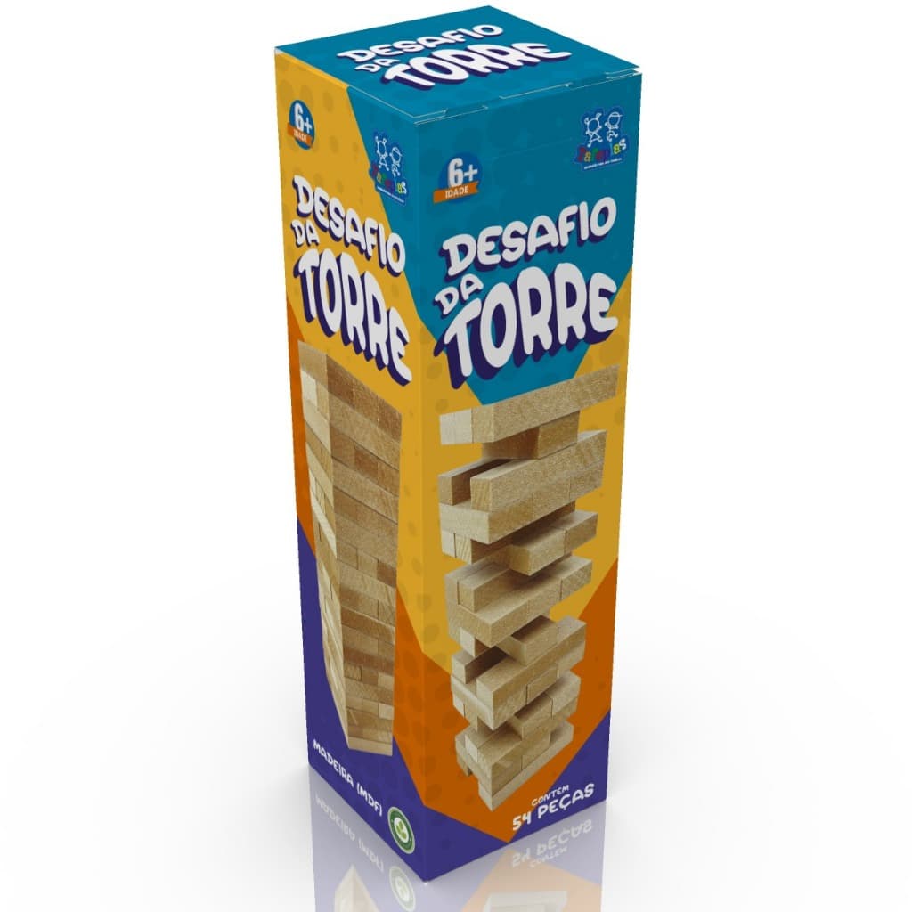 Jogo Desafio da Torre Tipo Caiu Perdeu Promoção 54 Peças