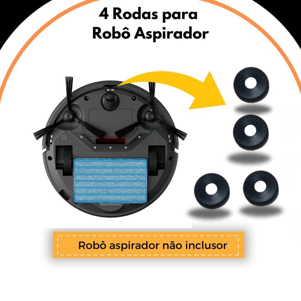 Kit 4 Roda Frontal Dianteira Giratória Robô Aspirador Multilaser Mondial Wap W100-100C ObaBox-Duster