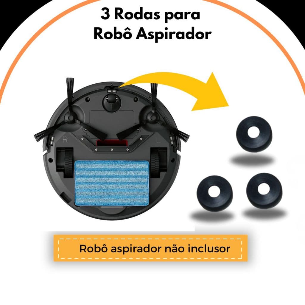 Kit 3 Roda Frontal Dianteira Giratória Robô Aspirador Multilaser Mondial Wap W100-100C ObaBox-Duster