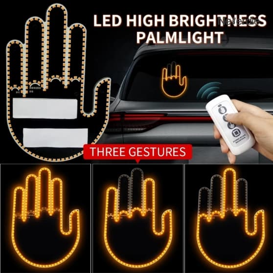 Luz De Gesto Iluminada LED Mão e Dedo Para Carros Com Contole Remoto Sinais De Gesture