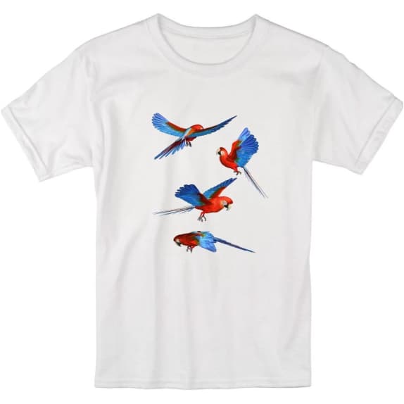 Camiseta Masculino Com Estampa Arara-vermelha, Papagaio Ave Tecido Premium 100% Algodão