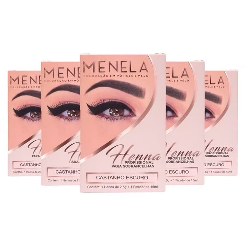 HENNA SOBRANCELHA MENELA PROFISSIONAL 2,5g COM FIXADOR TODAS AS CORES
