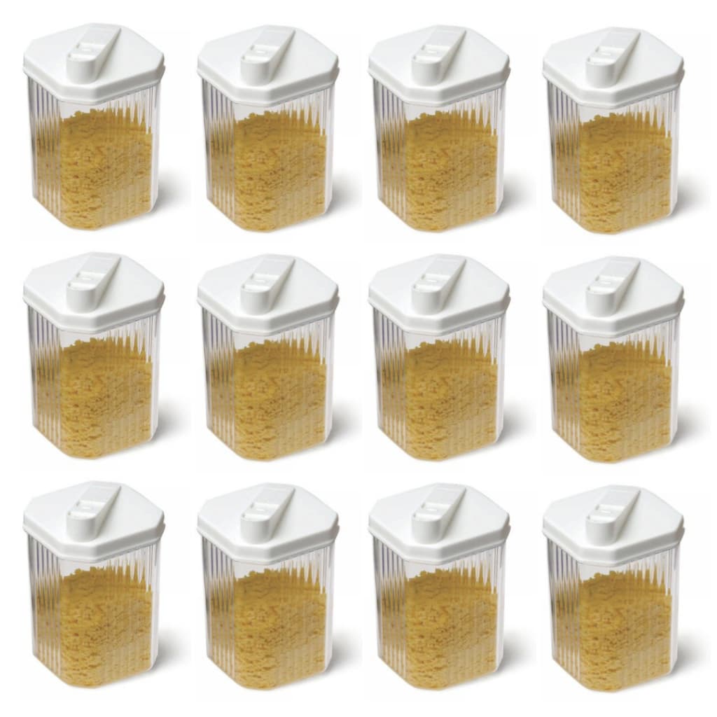Jogo 12 Farinheiras Cristal Açucareiro 480ml Pote Acrílico Bico Dosador Açúcar Farinha Grãos Aveia