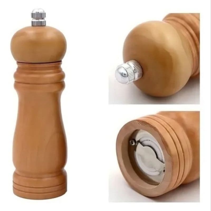 Moedor Manual Para Pimenta e Sal, Ideal Para Moer Grãos e Condimentos Secos, Produzido em Madeira, Fácil Manuseio