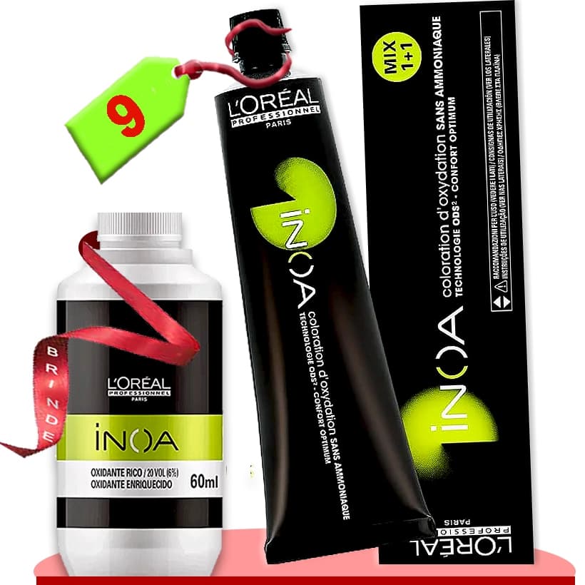 Tinta Coloração Inoa COR 9 LOURO MUITO CLARO Loreal 60g + OX- Tintura Sem Amônia e sem Chumbo