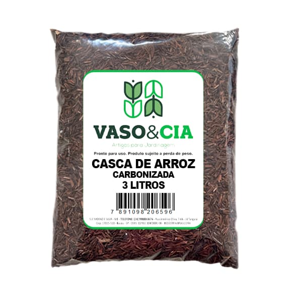 Substrato Casca de Arroz Carbonizada 3L Substrato para Plantas, Hortas e Jardinagem Vaso e Cia