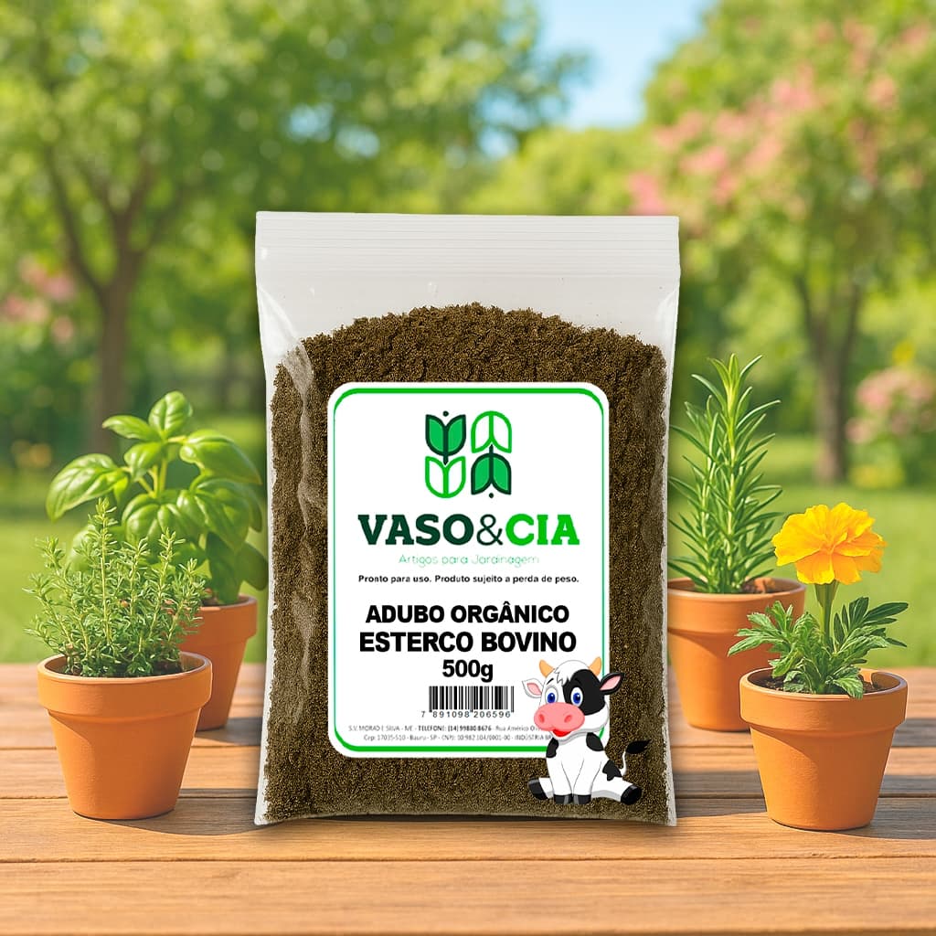 Esterco Bovino 500g Adubo Orgânico Natural para Hortas, Jardins e Vasos – Vaso e Cia