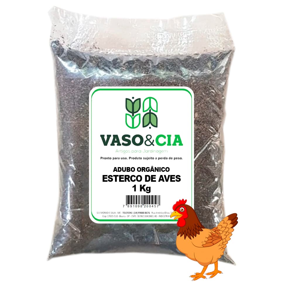 Esterco de Aves 1kg Adubo Orgânico Rico em Nitrogênio para Hortas, Vasos e Plantas – Vaso e Cia