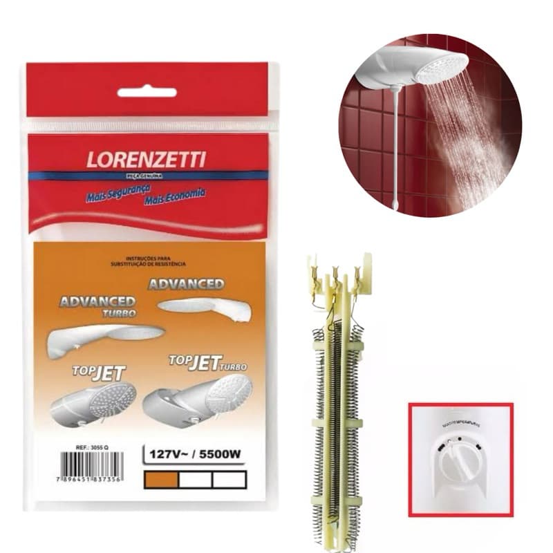 Resistência Ducha Lorenzetti Top Jet Multitemperaturas Turbo 127v /5500w Original