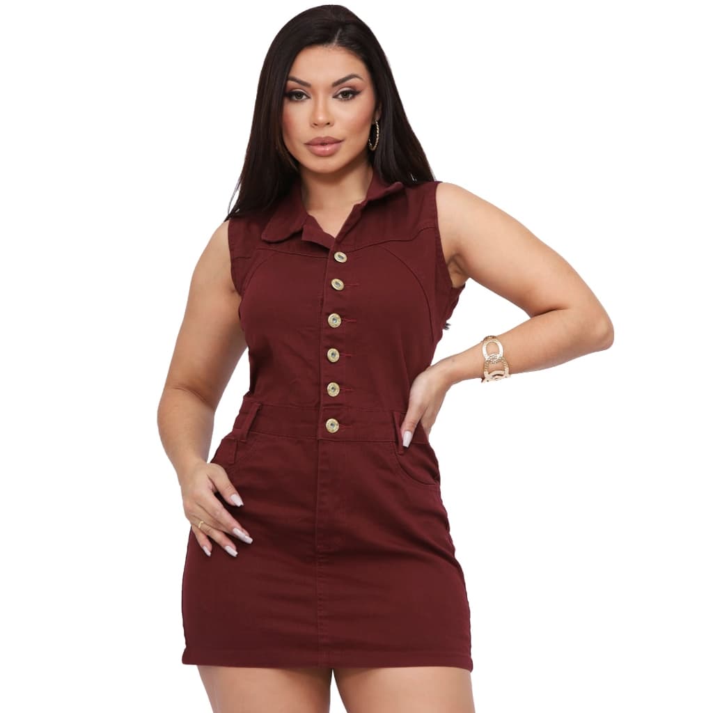 Vestido Jeans Feminino  Curto com Lycra