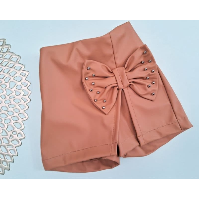 Shorts saia laço infantil moda para meninas look infantil