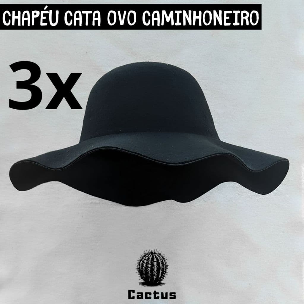 3x Chapéu Cata Ovo Caminhoneiro Trucker Country Sertanejo Feltro Natanzinho Lima Pança de burro