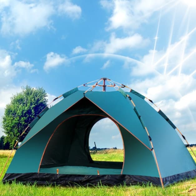 Barraca de Camping Portátil Impermeável para 4 Pessoas 200x210x135cm Com Dois Andares Ideal para Praia